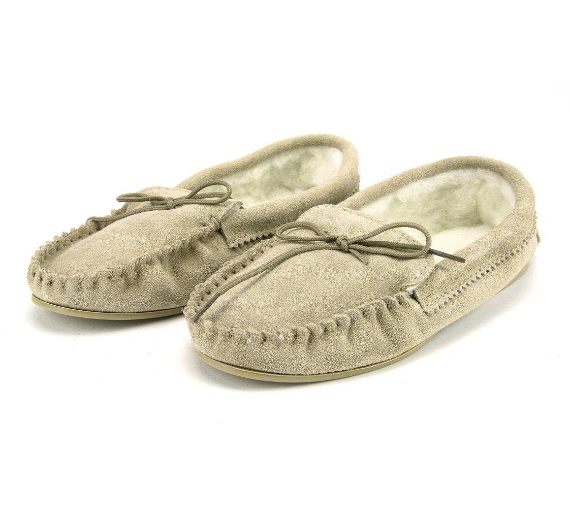 Lambswool Lined Moccasins with Sole 