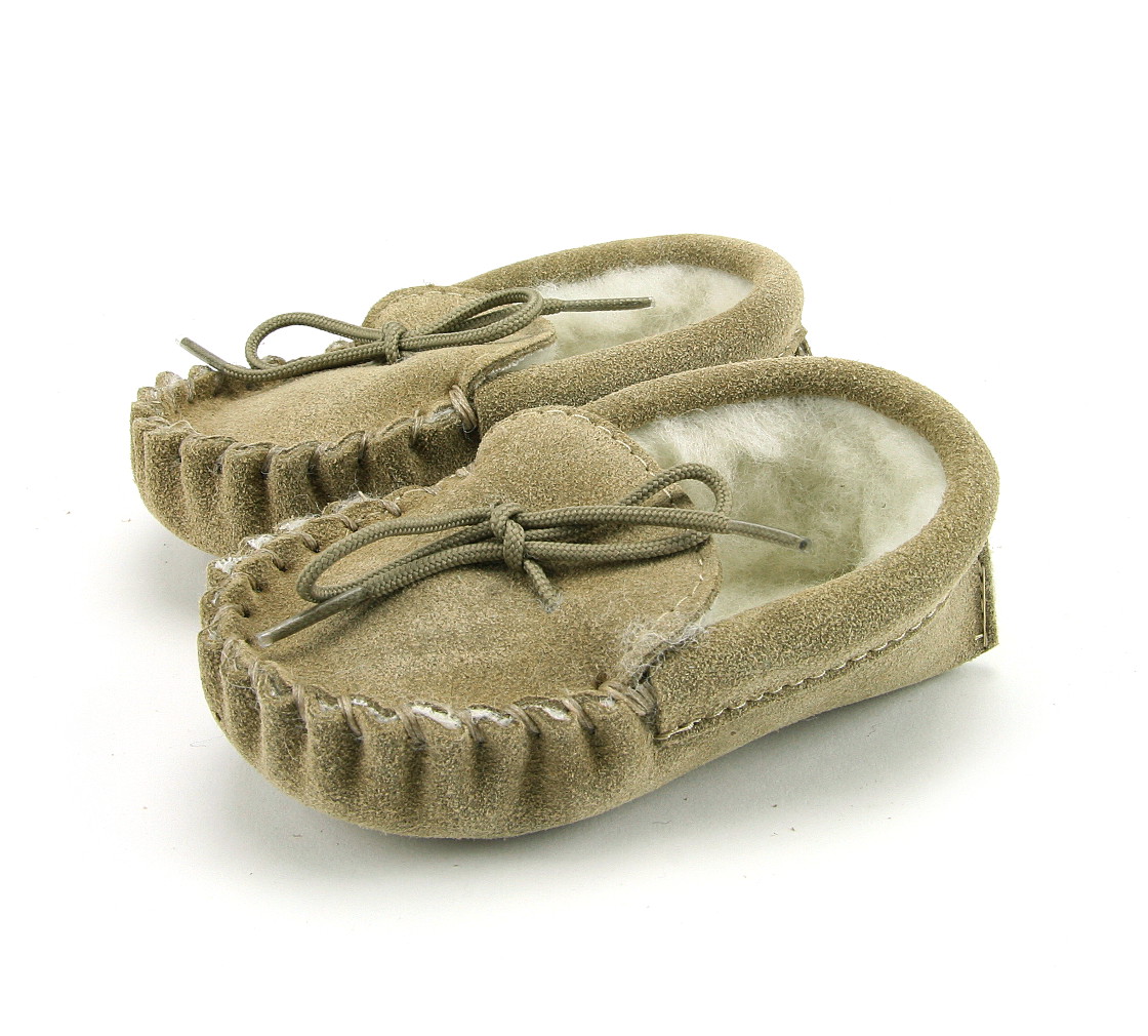 British Made Baby Lambswool Lined Moccasins/Slippers 0-12 months 