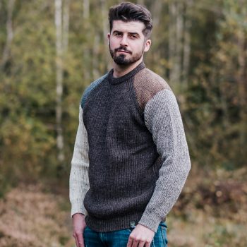 Multi colour tweed patch British Wool jumper