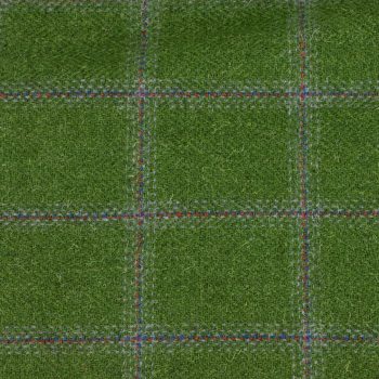 Green wool tweed cloth with a check pattern
